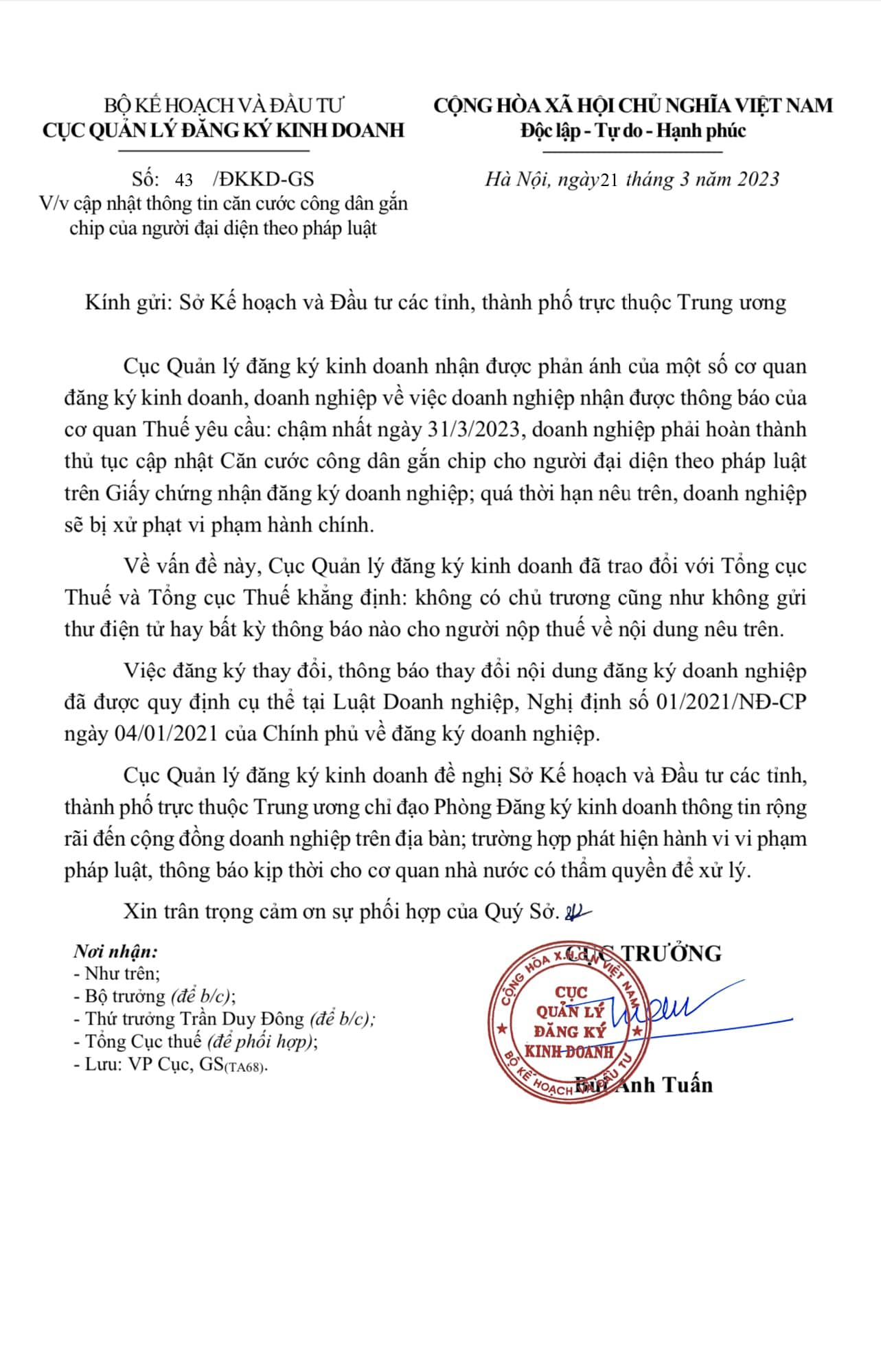 Read more about the article Tin giả mạo: bắt buộc cập nhật thông tin Căn cước công dân của Người đại diện theo pháp luật trước 31/03/2023